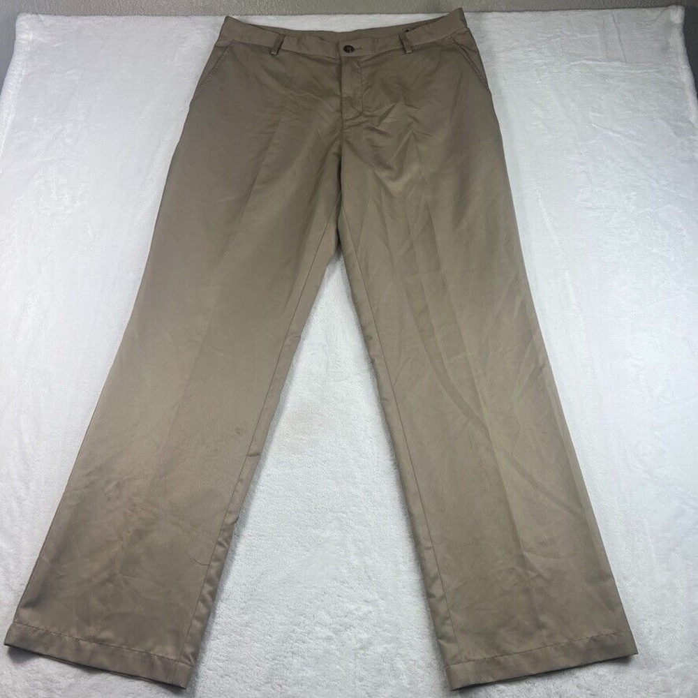 Adidas Golf Pants Mens 34X32 (35X32) Beige Khaki Climalite Flat Front Tan